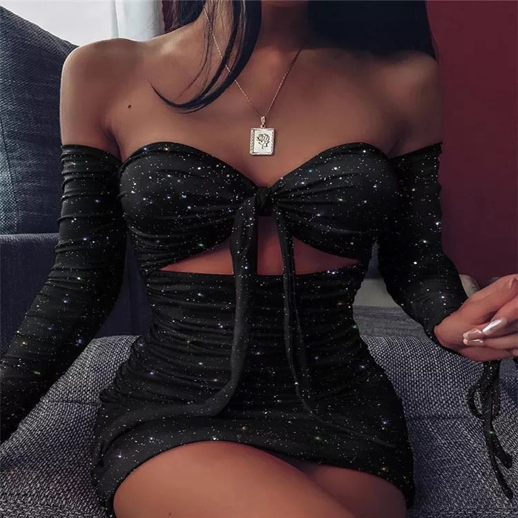 Glitter Mini Dress With Straps