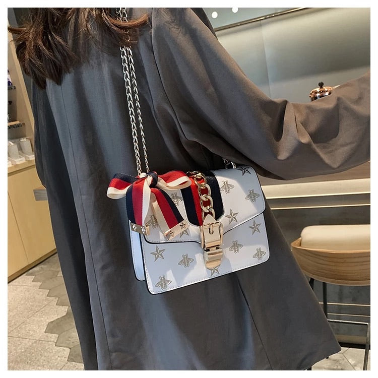 Colourful handbag with straps